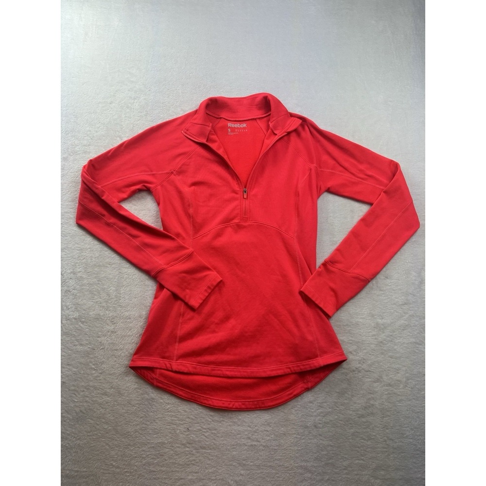 Reebok Quarter Zip Pullover Athletic Top Red Long Sleeve Activewear